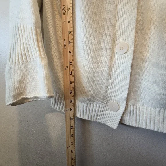 Anthropologie Maeve Cashmere Blend Knit Cardigan Women's XS Ivory Oversized Boxy - Picture 9 of 11